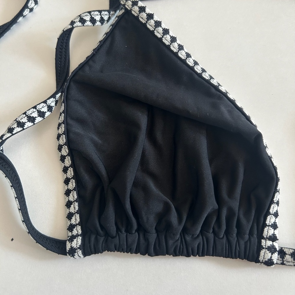 Lemlem Black Bikini Top With Patterned Straps - image 2
